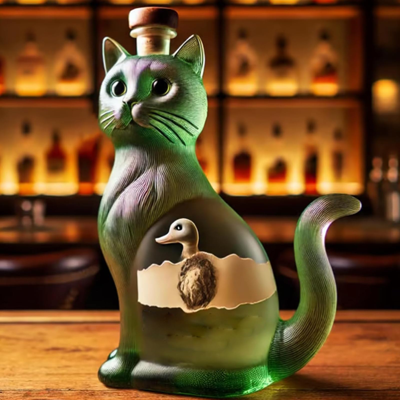 Funny Whiskey Cat Bottle,Lucky Cat Whiskey Decanter,10 Oz Engraved